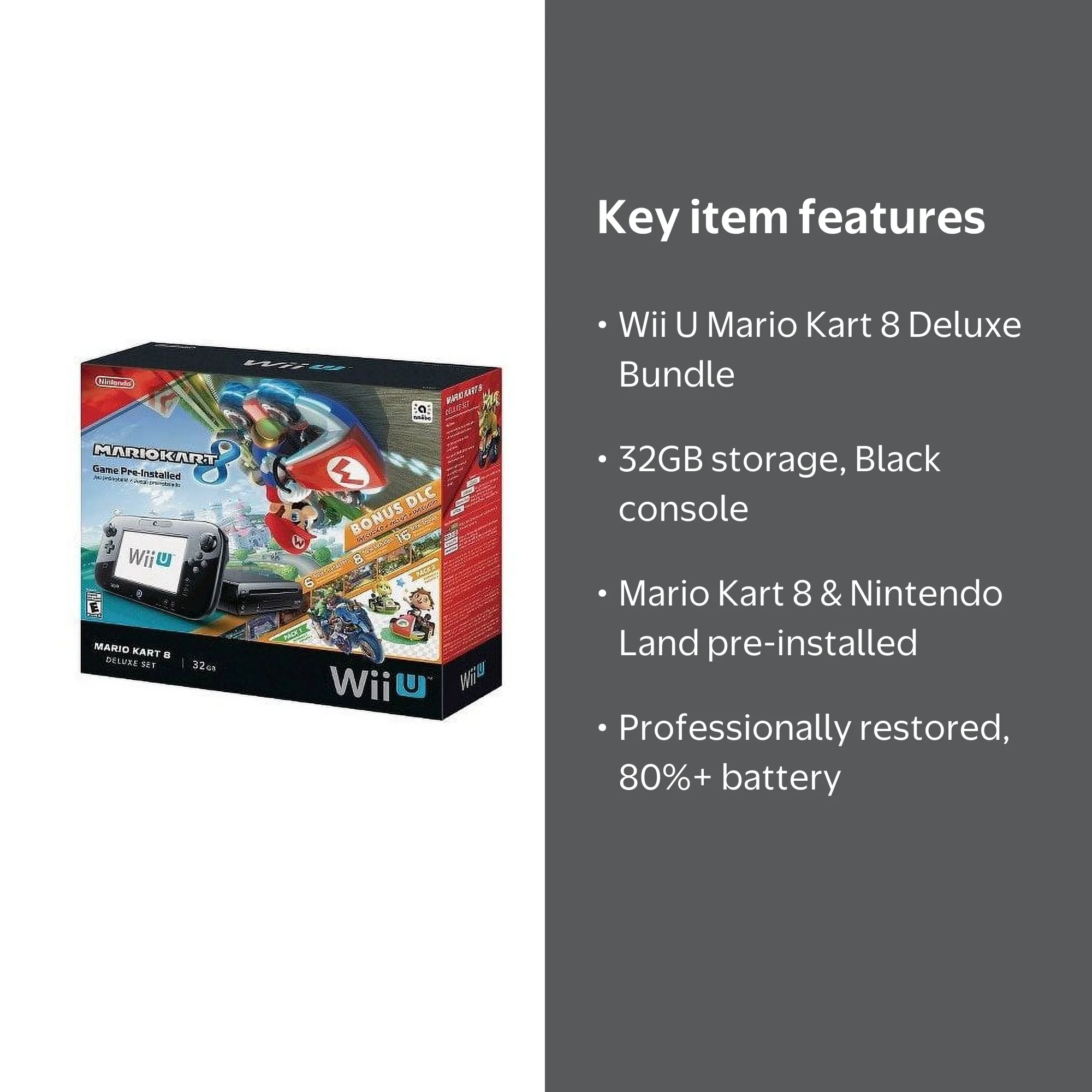 Nintendo, Wii U Mario Kart 8 Deluxe Console Bundle, 32GB, Black