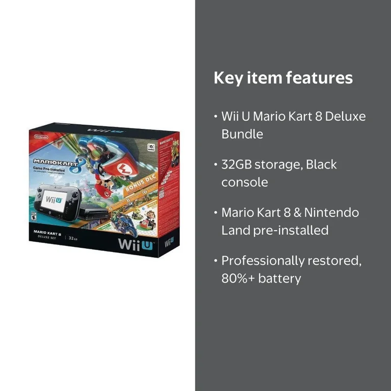 Nintendo, Wii U Mario Kart 8 Deluxe Console Bundle, 32GB, Black