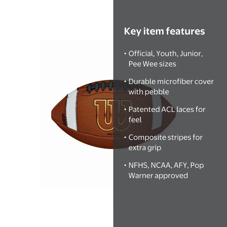 Wilson Youth Series GST Composite Leather Football, Pee Wee Size