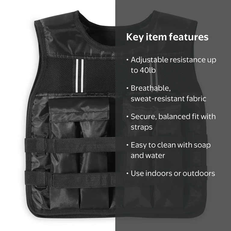 Reebok Delta Weighted Vest 40lb, Adjustable, Unisex - Walmart.com