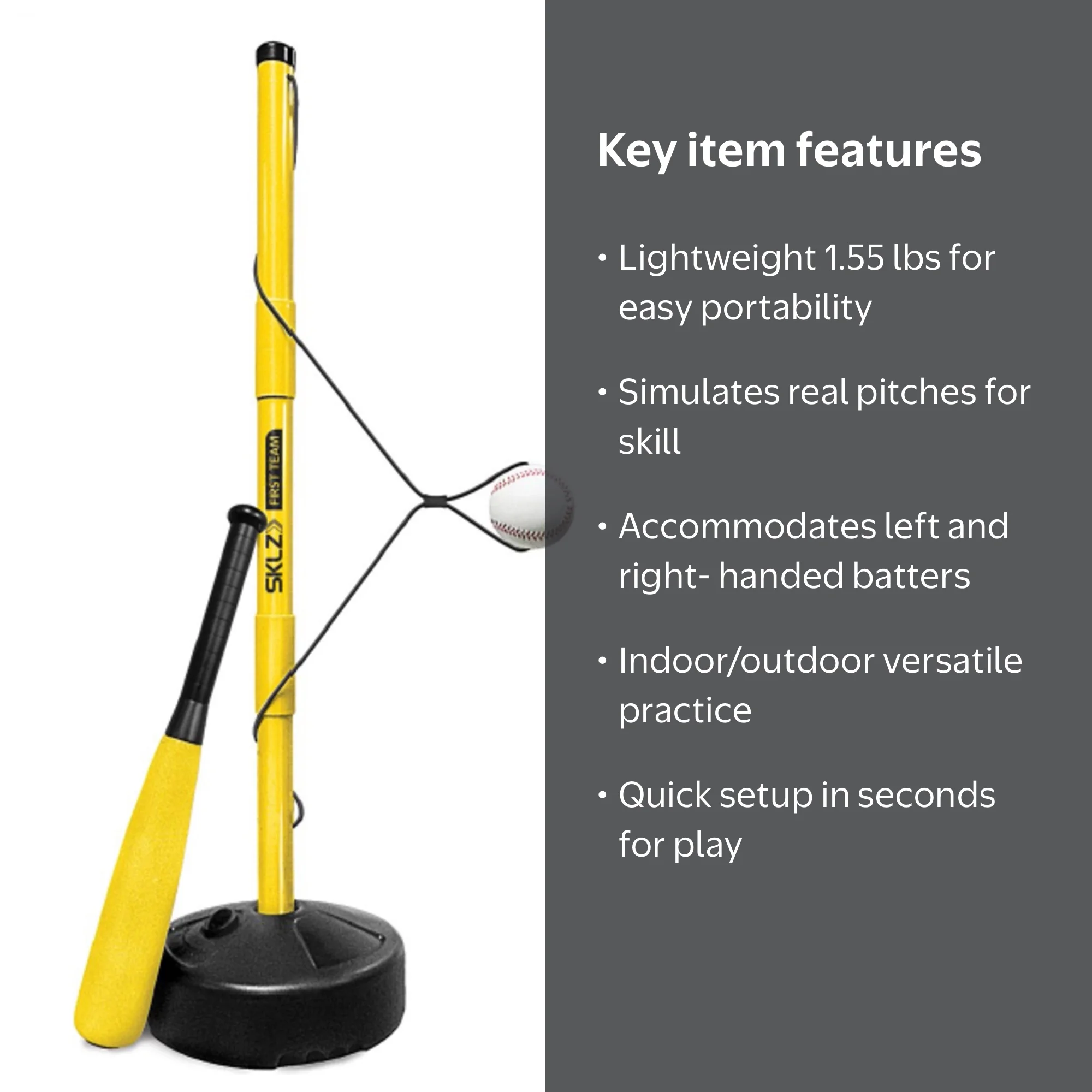 SKLZ Hit-a-Way Junior 2-in-1 Youth Batting Trainer, Portable, 1.55