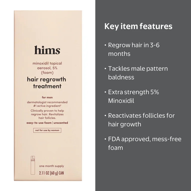hims Extra Strength Hair Regrowth Foam for Men, 5% Minoxidil