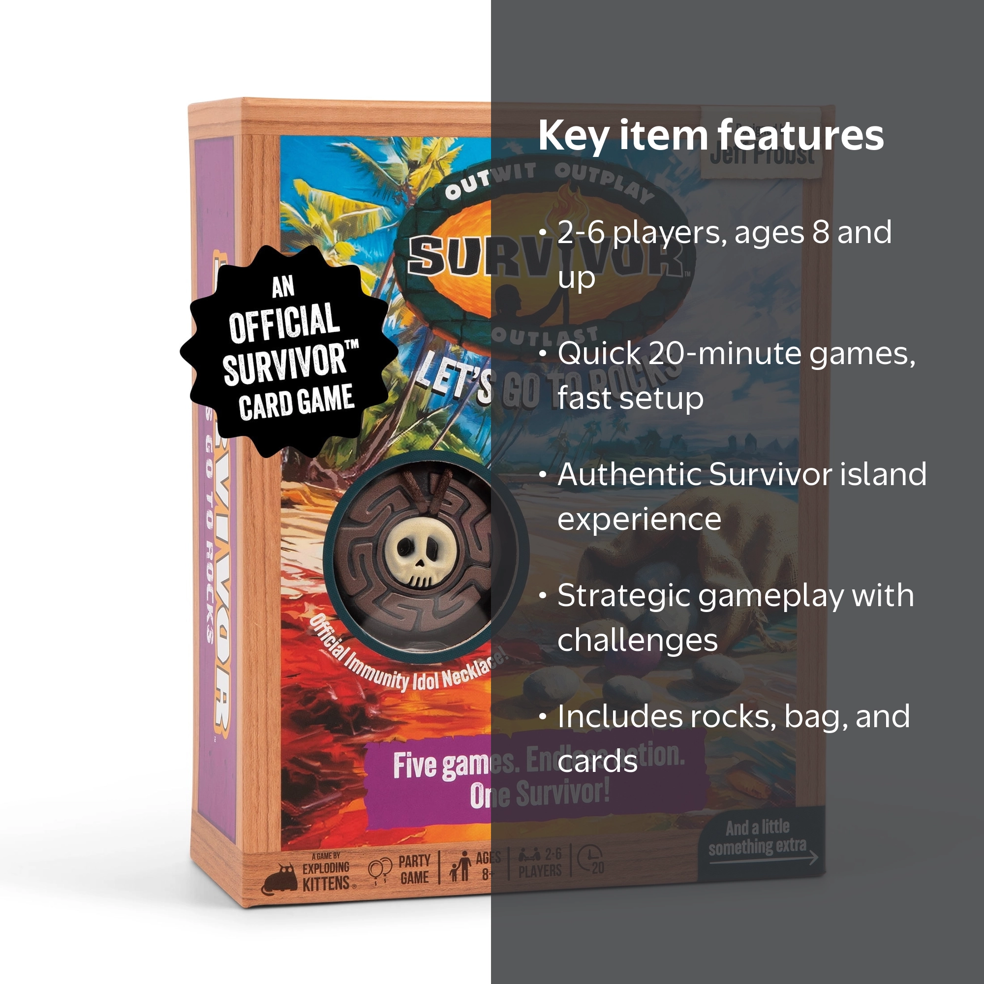 Exploding Kittens, Survivor Strategy Challenge Game for Ages 8+