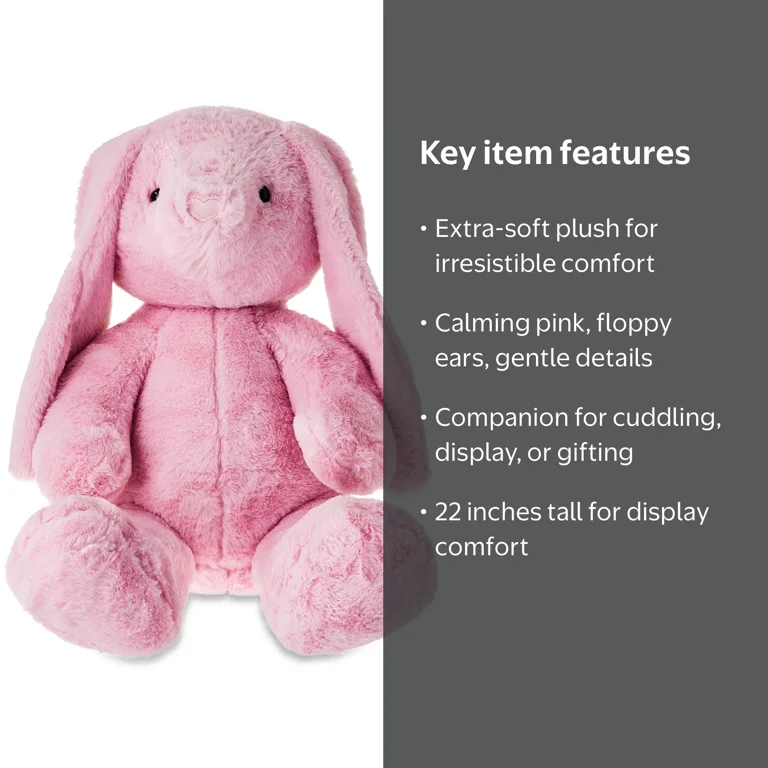 Large Bunny Plush, Pink, 22