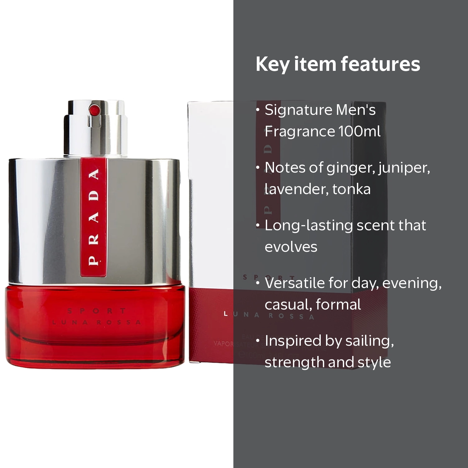 Prada Luna Rossa Sport Cologne, Eau de Toilette Spray, Ginger