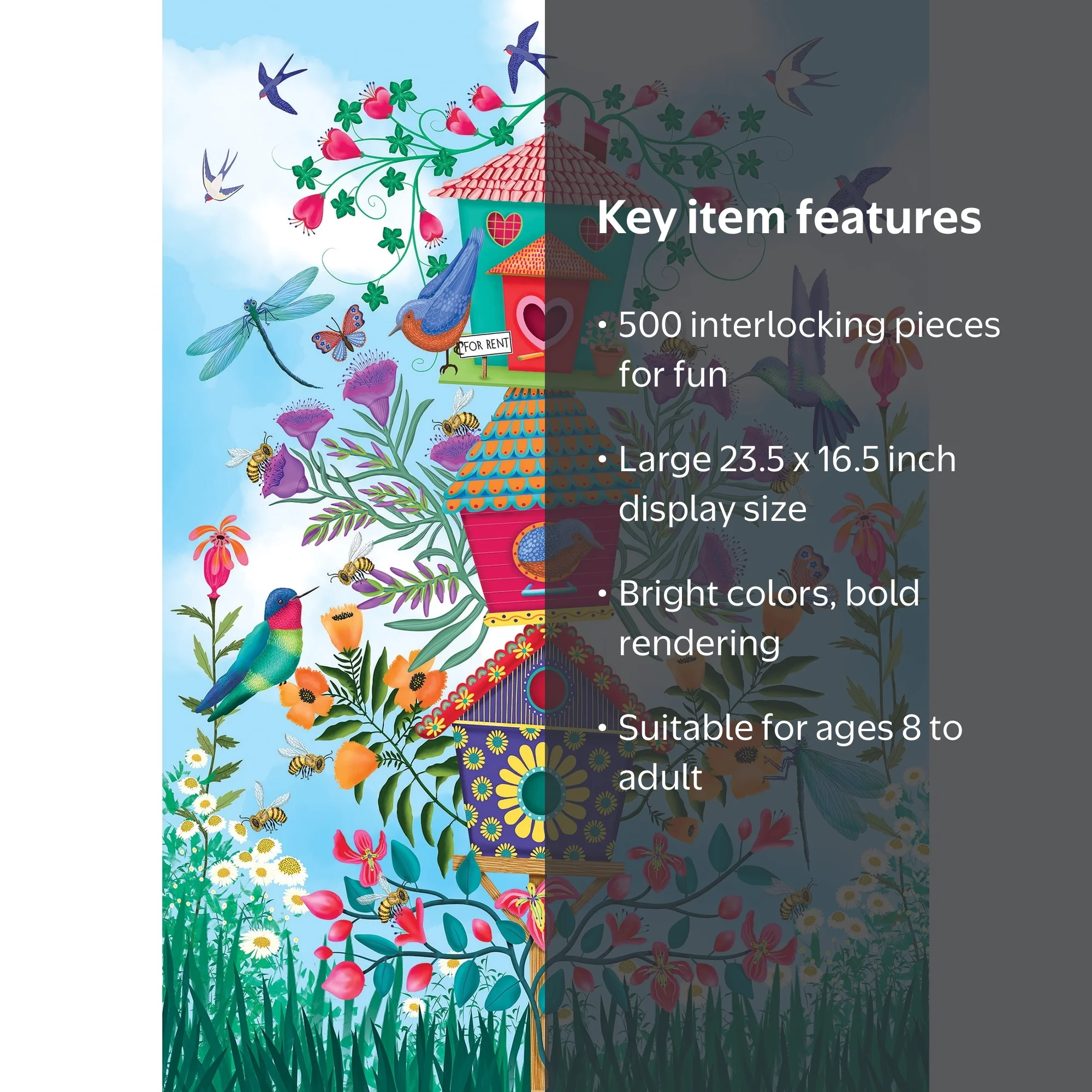 RoseArt Colorluxe 500-Piece Floral Art Puzzle The Neighborhood