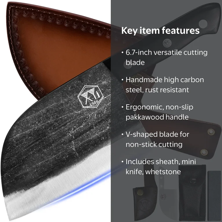 XYJ, Serbian Chef Knife, 6.7 Inch, High Carbon Steel Forging