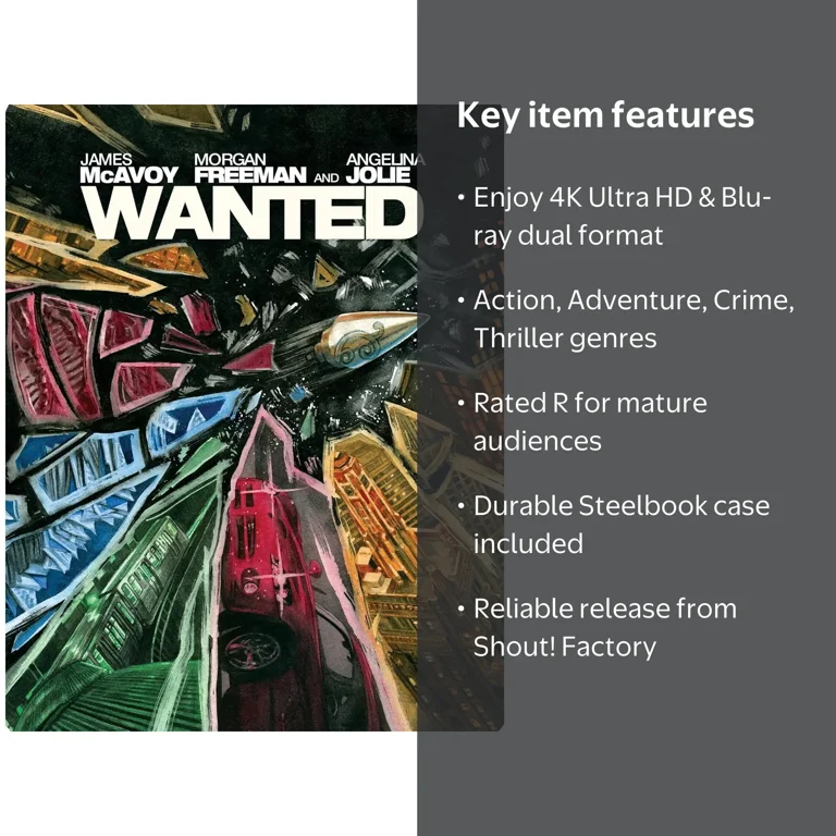 Wanted (Steelbook) (4K Ultra HD + Blu-ray), Action, Shout! Factory