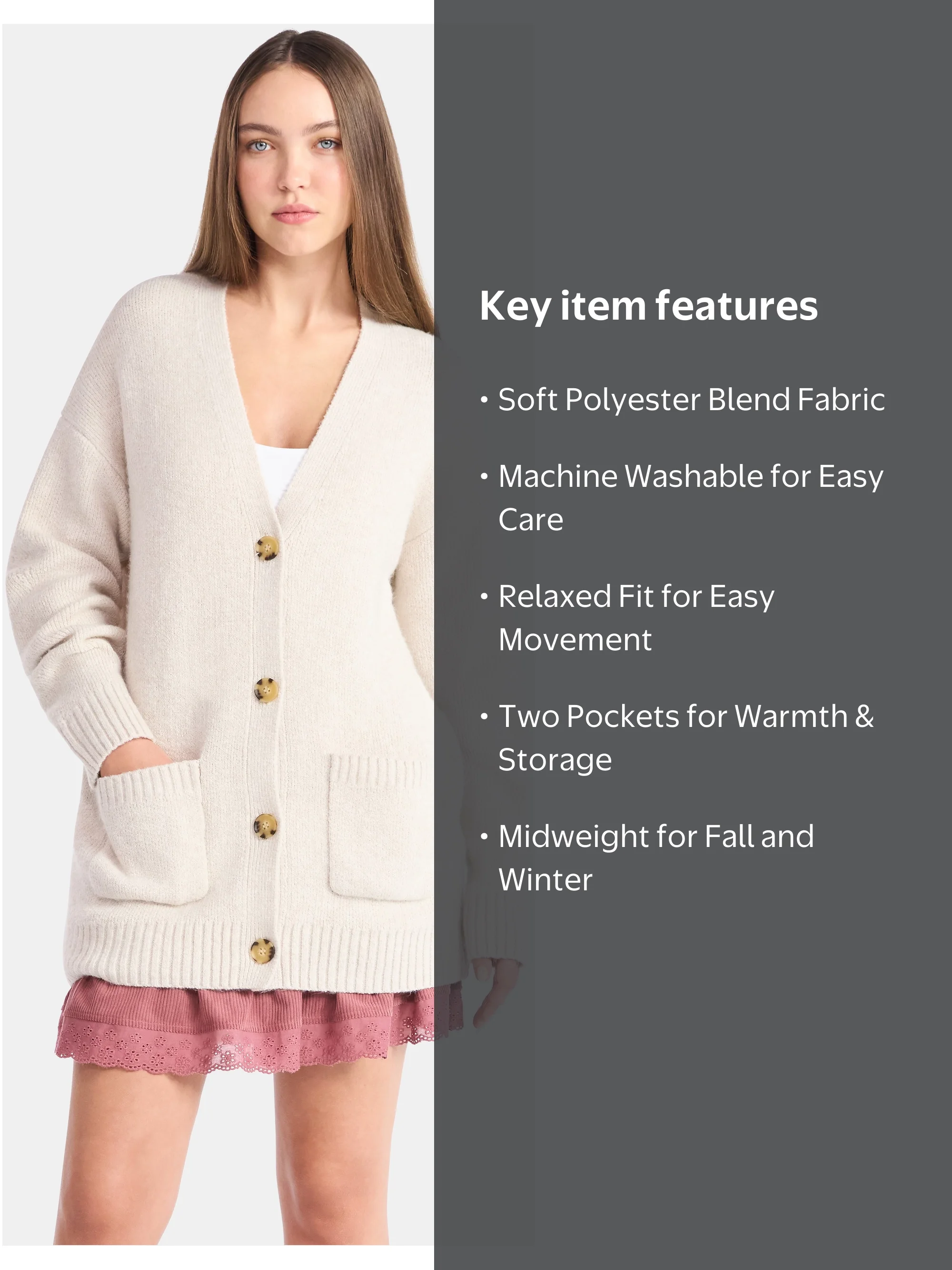 No Boundaries Button-Front Grandpa Cardigan, Women's - Walmart.com