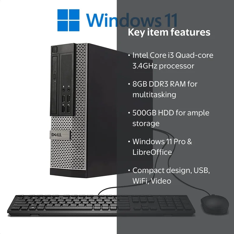 Windows 11 Pro Dell OptiPlex 3020 Desktop Computer, Intel Corei5