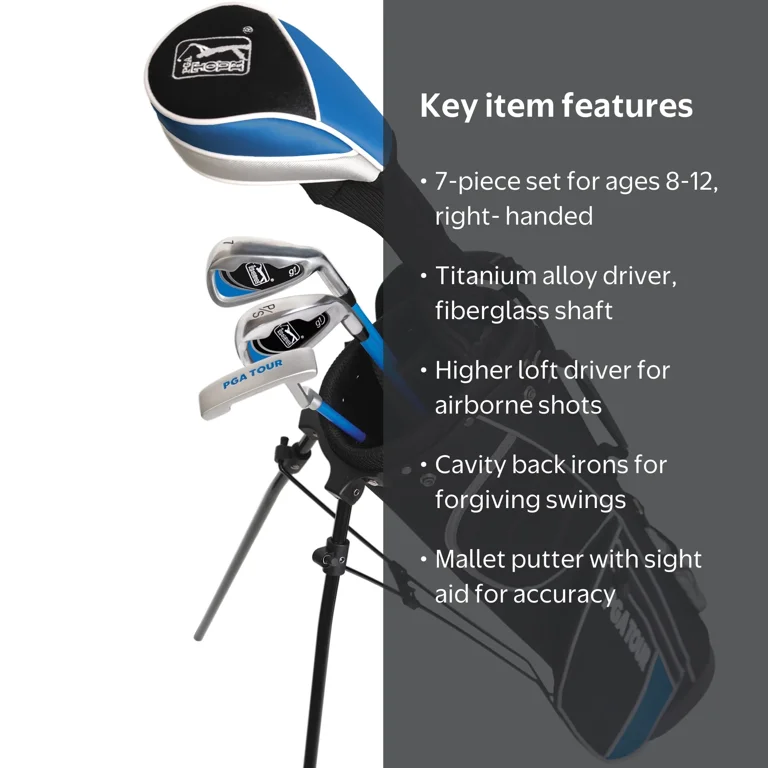 PGA TOUR, Junior Golf Club Set, 7 Piece, Ages 8-12 Large - Walmart.com