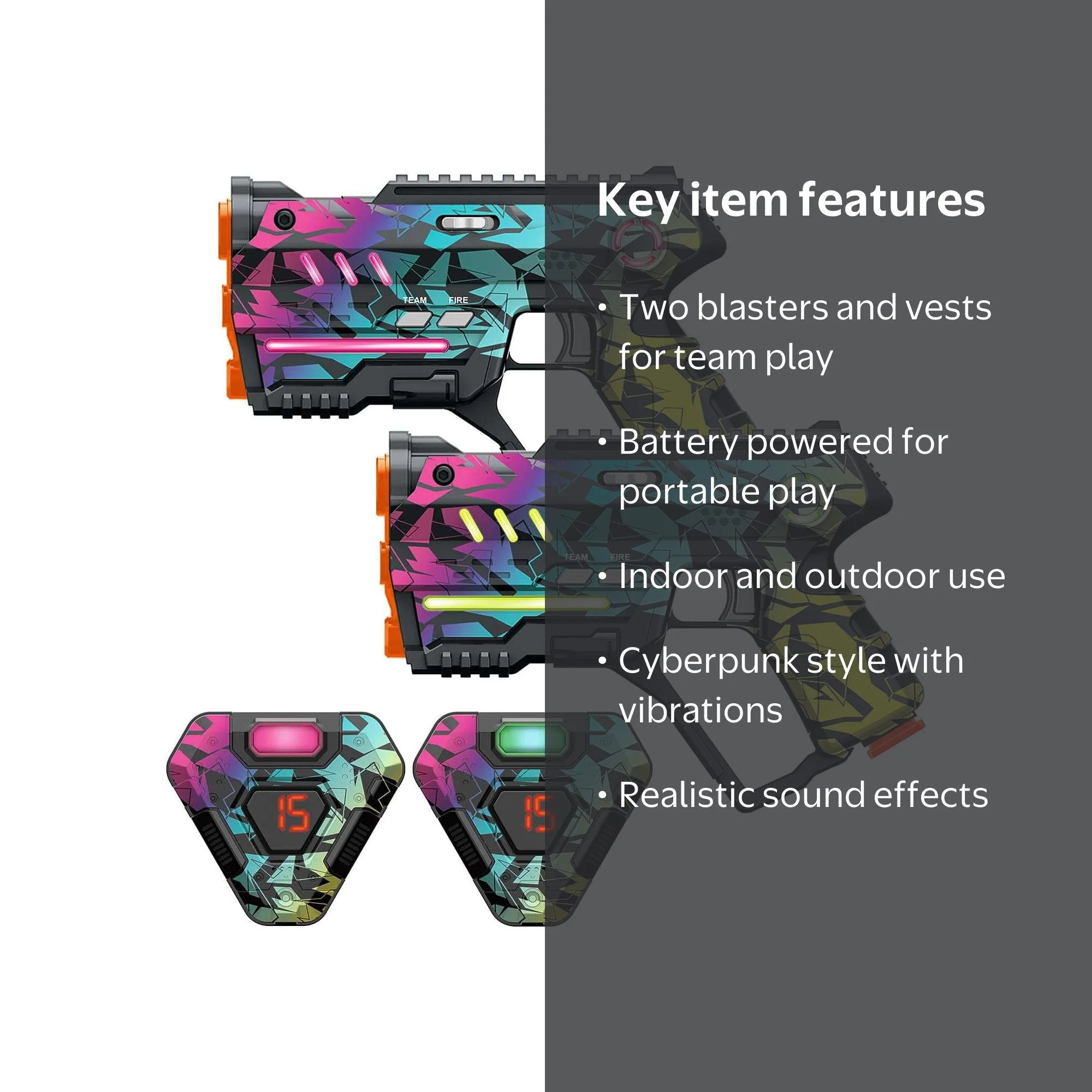 Winyea Tag Battery Powered Cyberpunk Laser Tag Kit, Indoor Outdoor