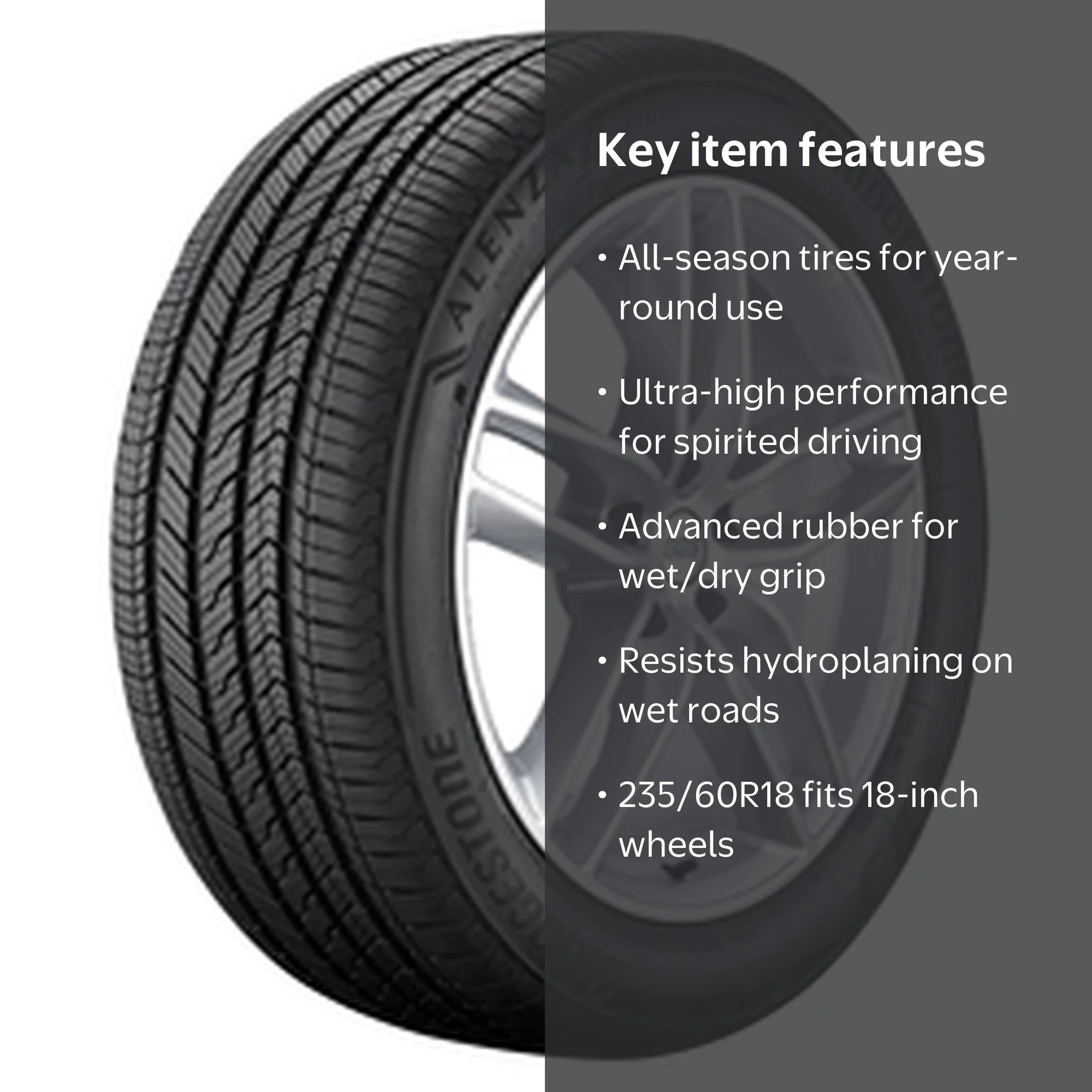 Bridgestone, Passenger Tire, 235/60R18 103H, All Season UHP