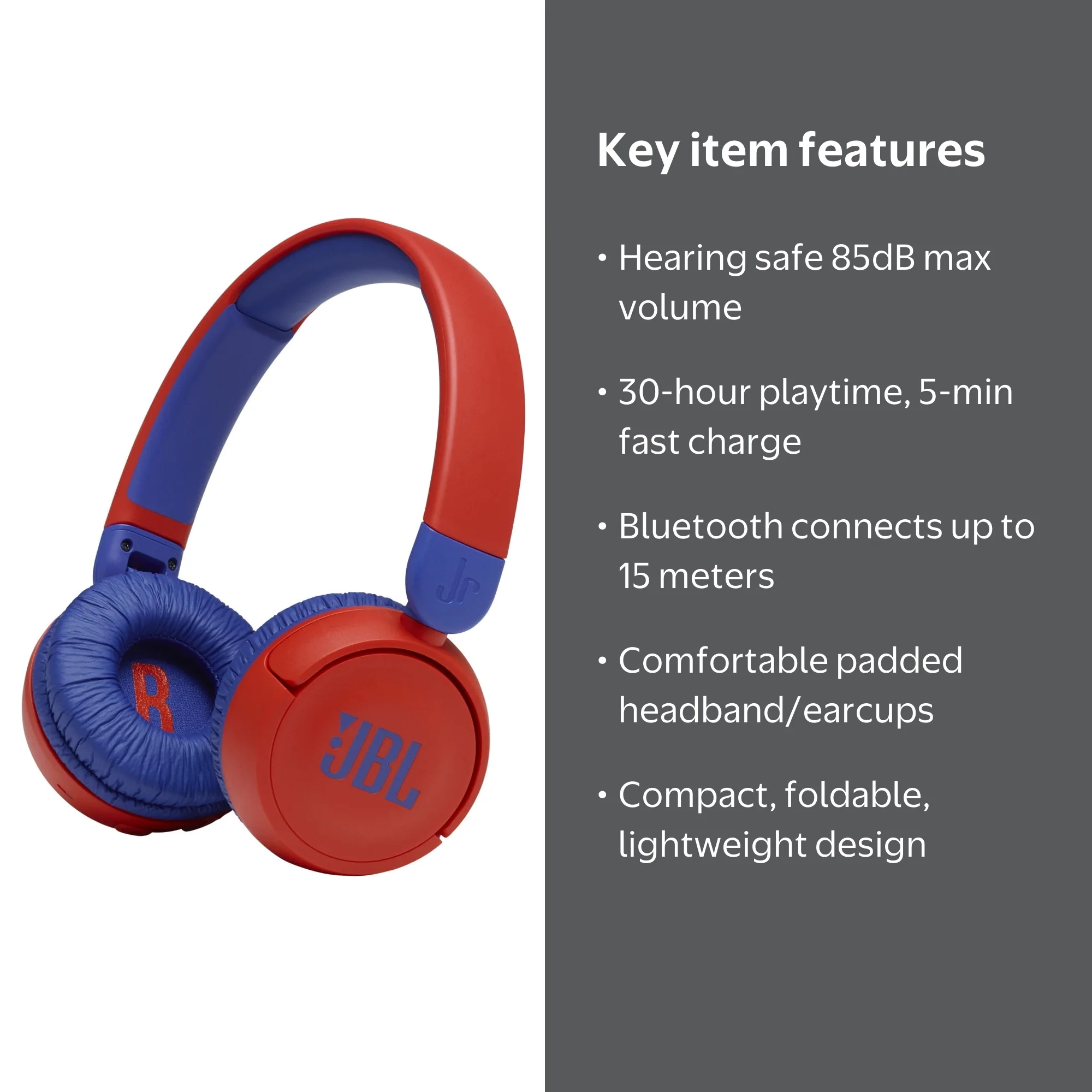 JBL, Kids Wireless on-ear Headphones, JR310BT, Red - Walmart.com