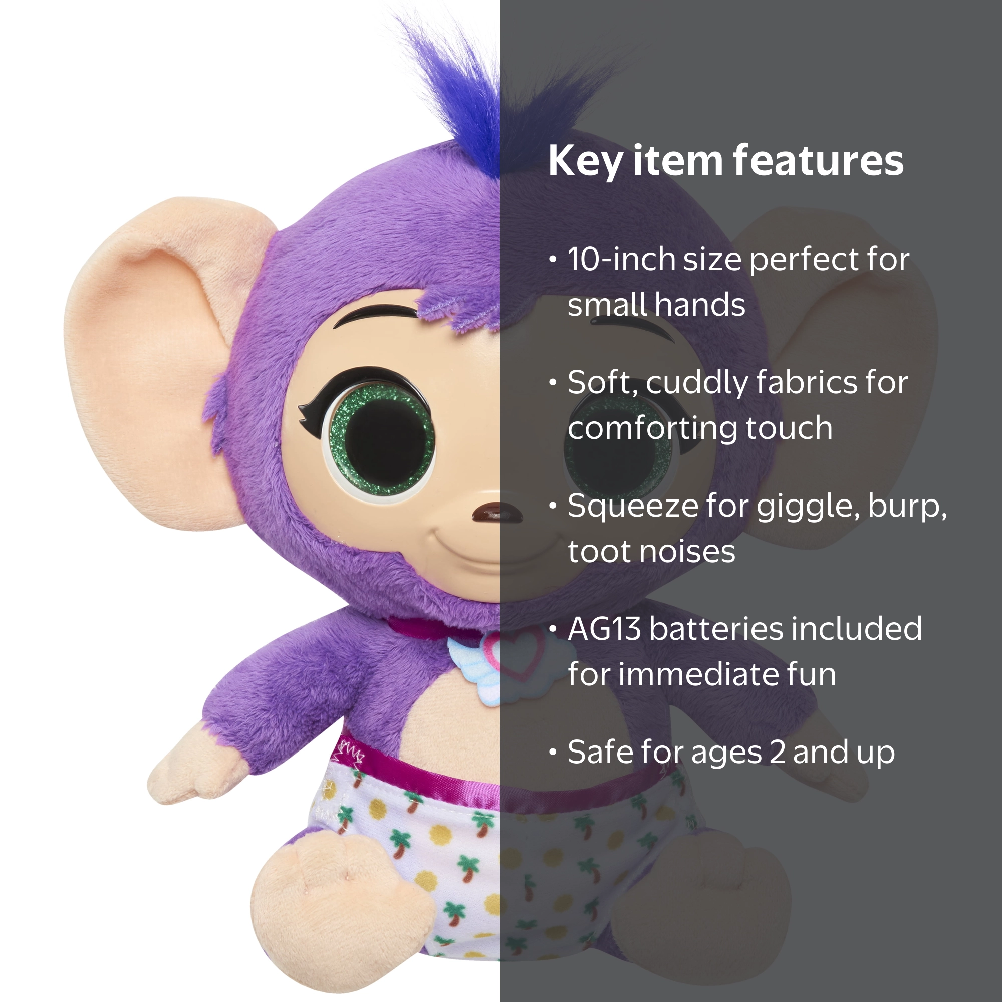 Disney Jr T.O.T.S. Tickle & Toot Baby Mitsu the Monkey, 10-inch
