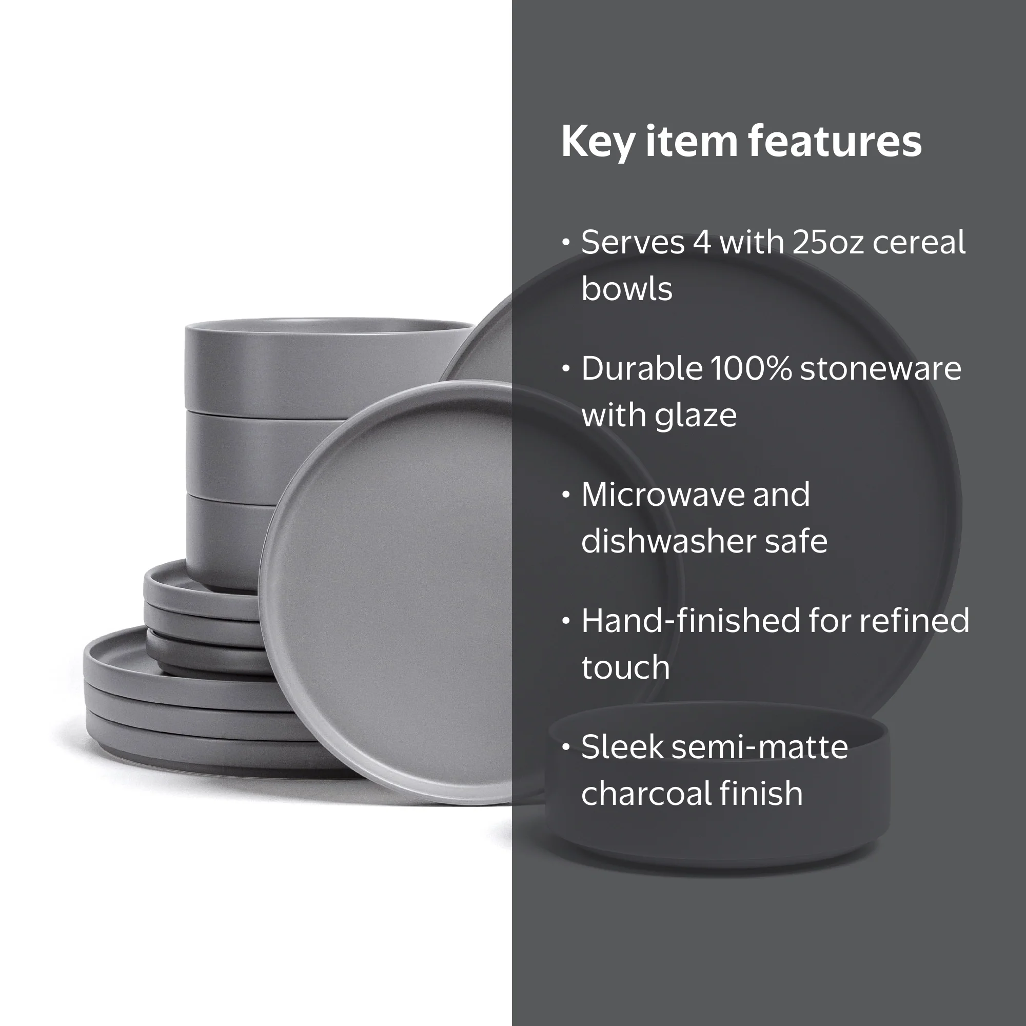 over&back 12-Piece Stackable Dinnerware Dish Set - Stoneware