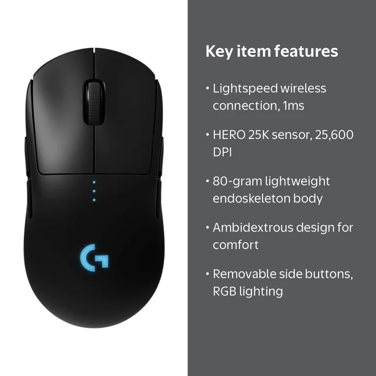Logitech, G PRO Lightweight Wireless Gaming Mouse, RGB Lighting