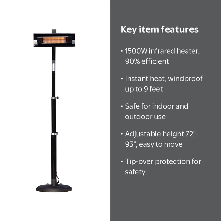 Fire Sense Black Telescoping Offset Pole Mounted Infrared Patio
