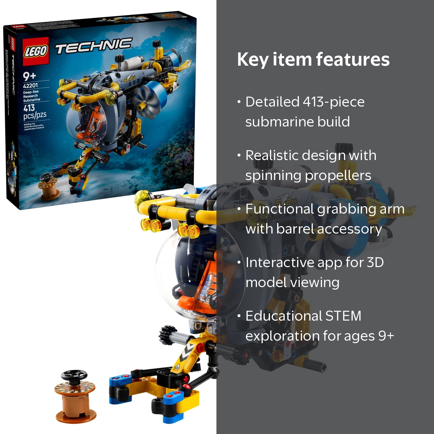 LEGO Technic Deep-Sea Research Submarine Building Toy, Ages 9+