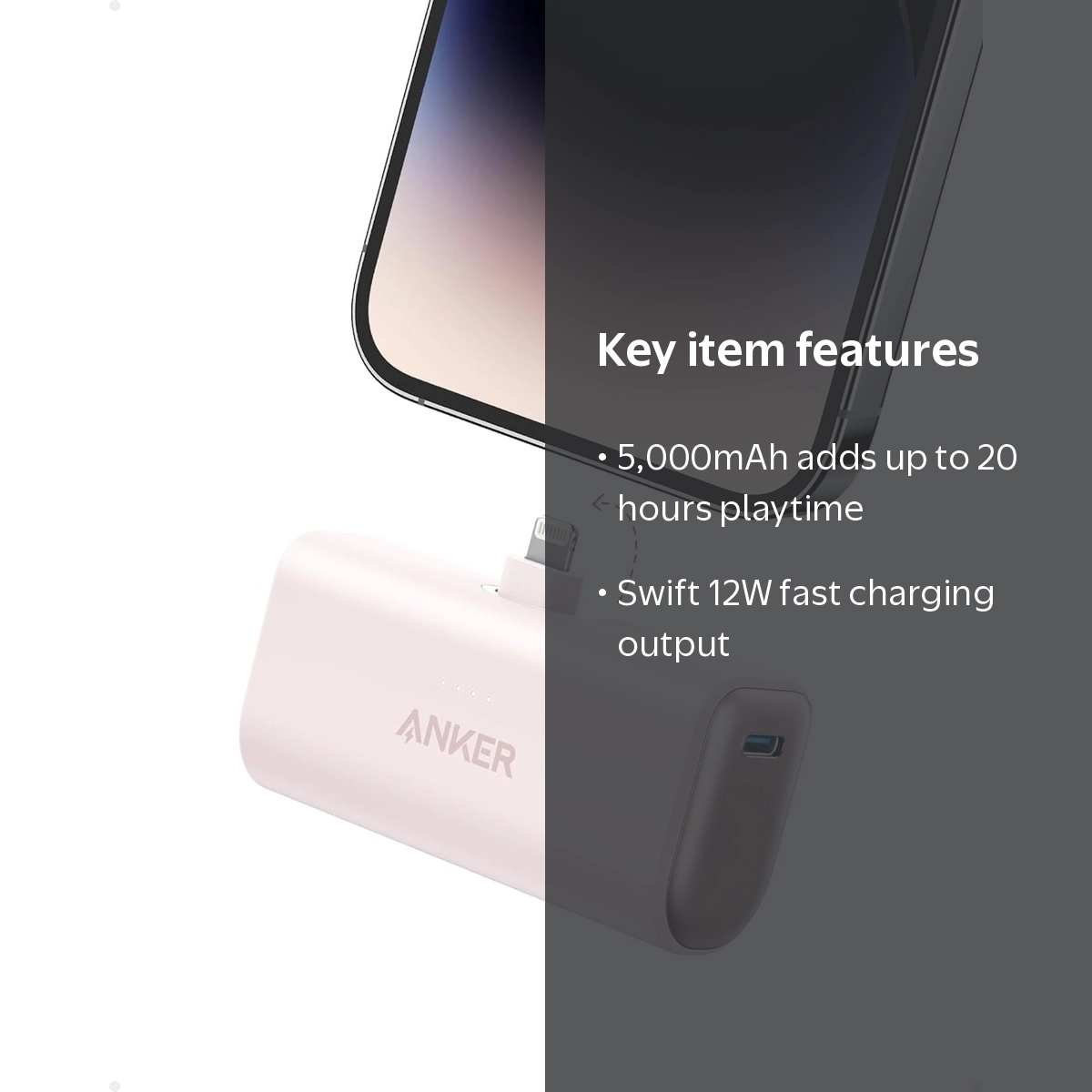 Anker Nano Portable Charger for iPhone 5000mAh 12W Built-in