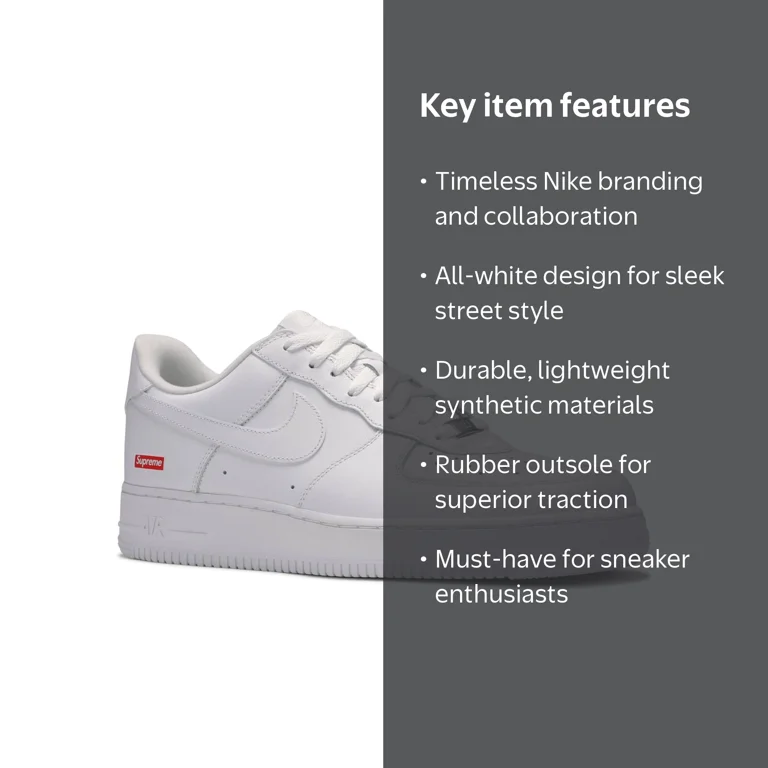Nike x Supreme Men's Air Force 1 Low SP 'Box Logo' White Shoes
