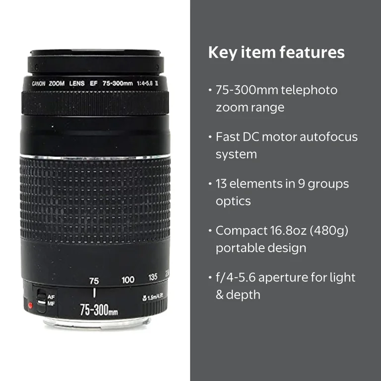 Canon EF 75-300mm F/4-5.6 III Lens (Sold without manufacturer