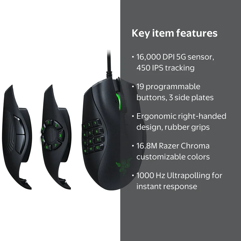 Razer Naga Trinity RGB Gamer Mouse - MOBA/MMO, 16,000 DPI 5G
