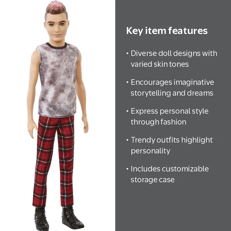 ken Barbie Ken Fashionistas Doll #176 For Kids 3 To 8 Years Old