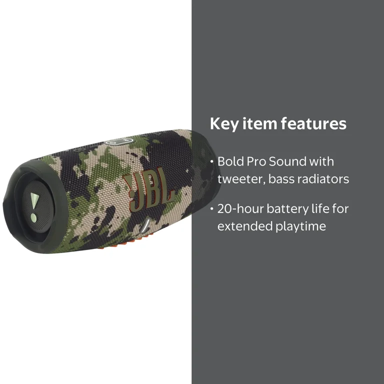 JBL, Portable Waterproof Speaker, Charge 5 with Powerbank, Squad