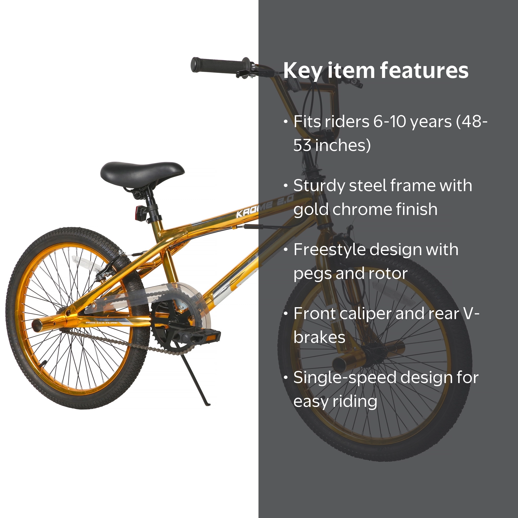 Genesis, Krome BMX Bike, Gold, Steel Frame, 20 in Wheel - Walmart.com
