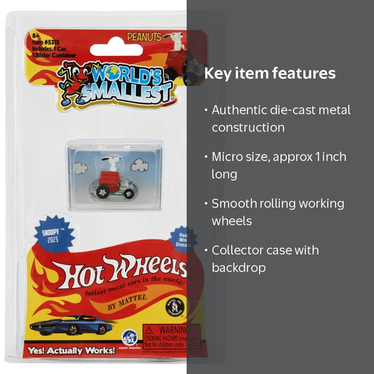 Hot Wheels SNOOPY Red Baron Peanuts Mini Car, Die-Cast Metal