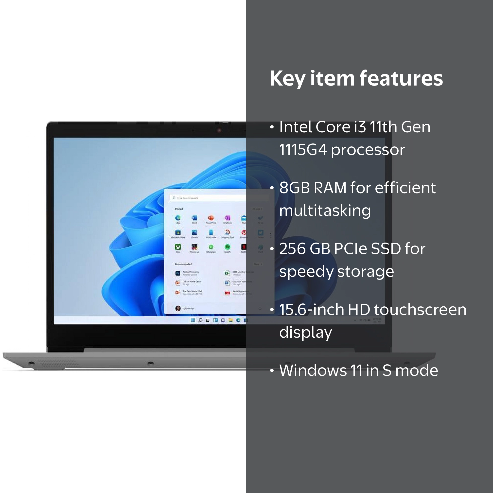 Lenovo IdeaPad 3 Laptop, 15ITL05, Intel Core i3 11th Gen, 8GB