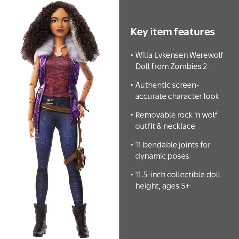 ルミナスキャット キム Disney Zombies, Willa Lykensen Werewolf Doll, 11.5 in, Poseable