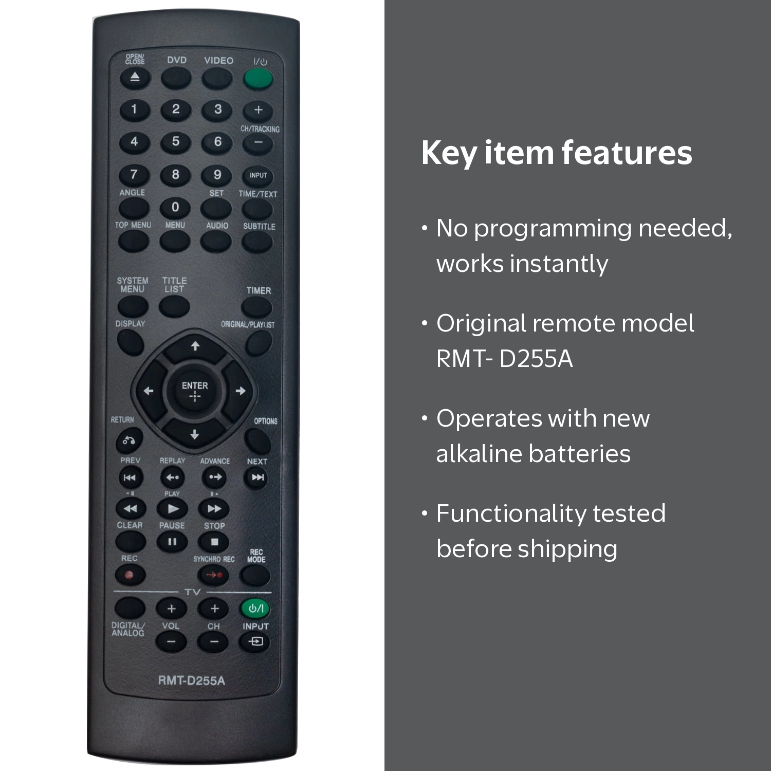 New RMT-D255A Replaced Remote Control for Sony VCR DVD RDR-VX560