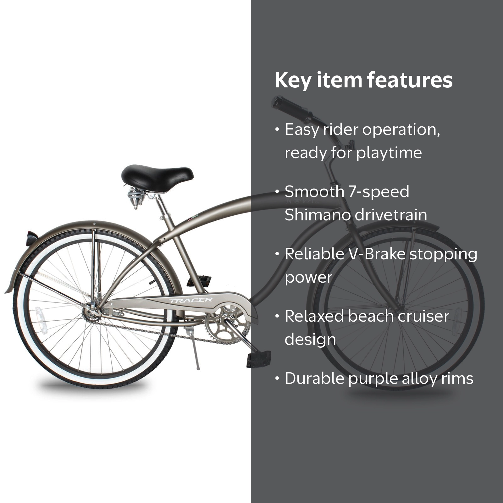 Free Shipping! Wonder Wheels Beach Cruiser Shimano 7 Speed Bike V