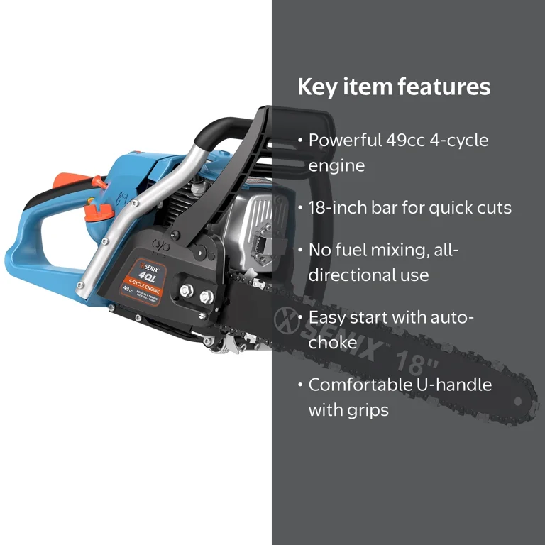 Senix, Chainsaw, 18-inch Oregon Bar and Chain, Gas Powered