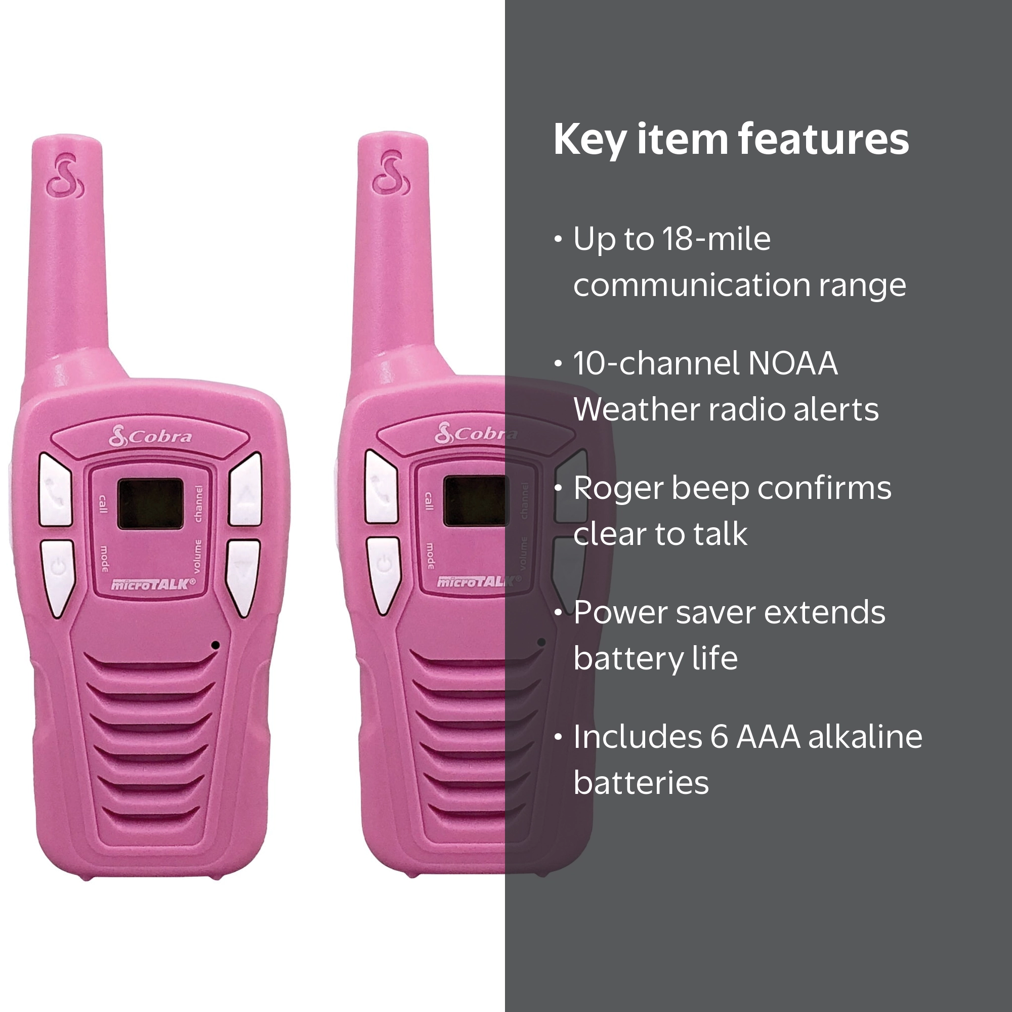 Cobra CX131A Long Range Distance 18-Mile 2-Way Walkie Talkies with