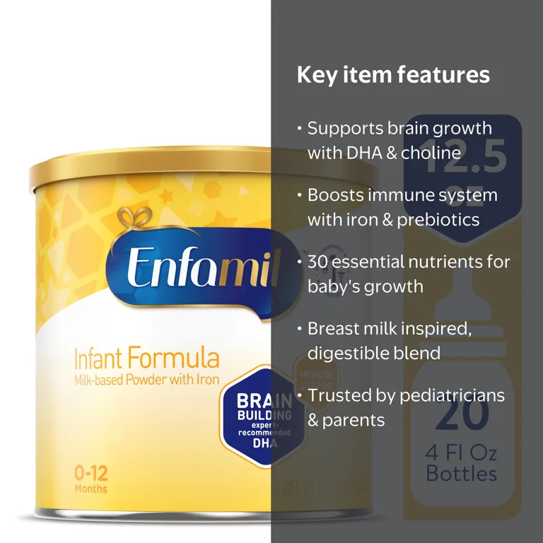 Enfamil Powder Baby Formula with Iron, 12.5 oz, DHA, Prebiotics