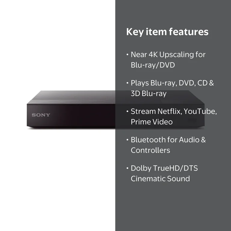 Sony, Blu-ray DVD Player, BDP-S6700, 4K Upscaling Wi-Fi 3D