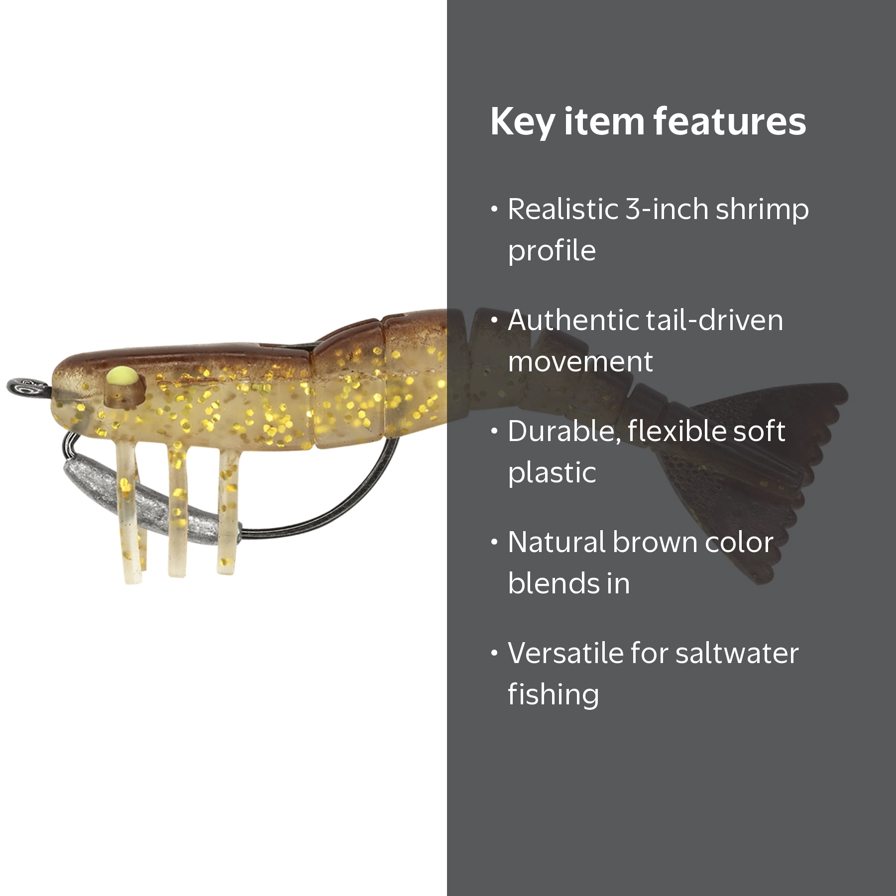 Tsunami Tough Tail Shrimp Soft Bait 3 in. – Natural Brown