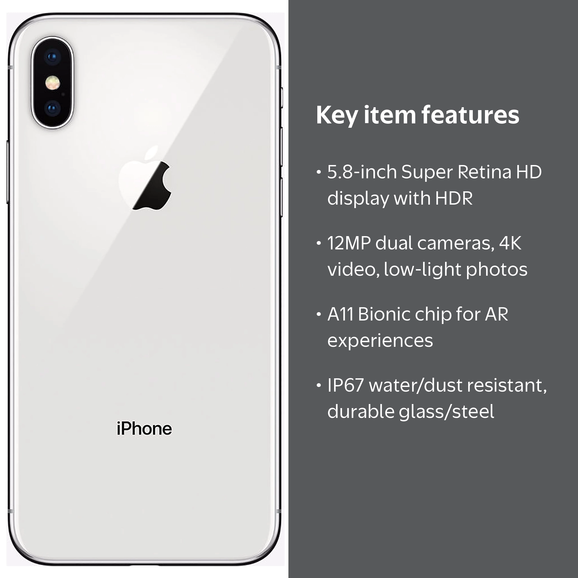 Restored Apple iPhone X - Unlocked - 64GB Silver (Refurbished