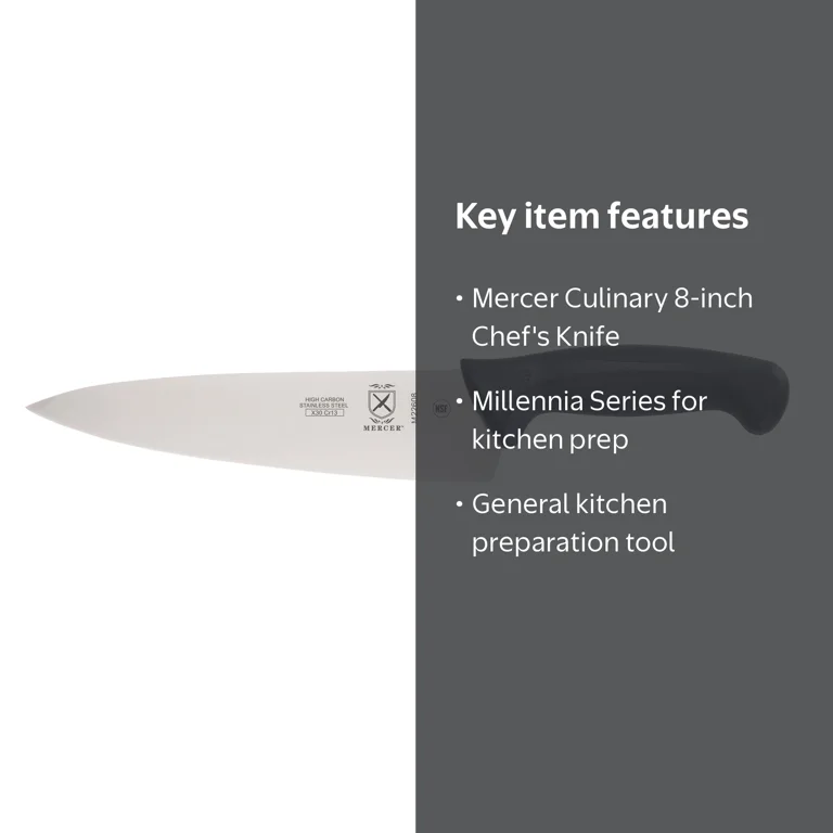 Mercer Culinary Millennia 8-Inch Chef's Knife, Black Handle