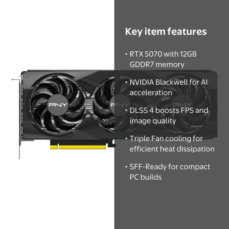 PNY, Graphics Card, RTX 5070 OC, 12GB GDDR7 Triple Fan - Walmart.com