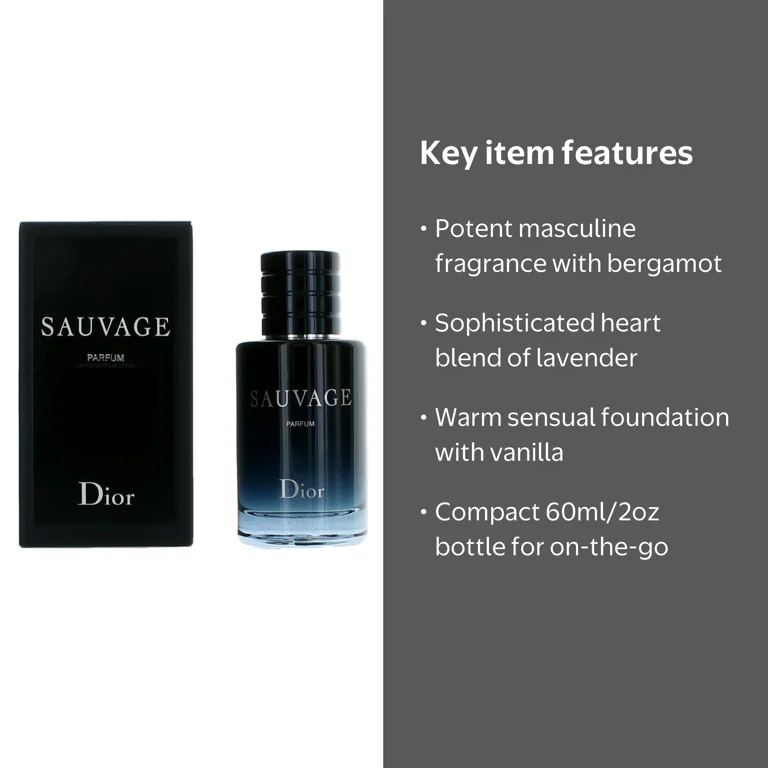 Dior, Men's Parfum, Sauvage Vaporisateur Spray 60 ml, 2 oz