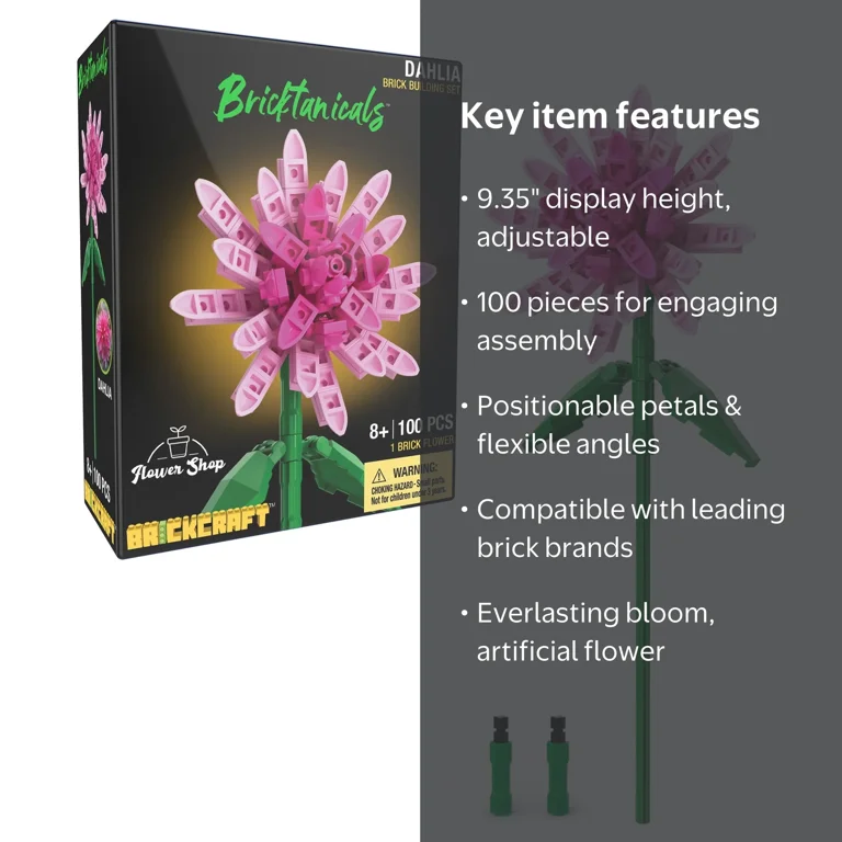 Brickcraft Bricktanicals Dahlia Building Kit (100-Piece Set