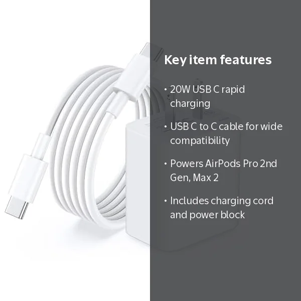 for Airpods Pro 2nd Gen Charger, 20W USB C Charger New AirPods 4