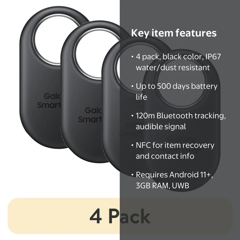 4 pack) Samsung Galaxy SmartTag2, Black - Walmart.com