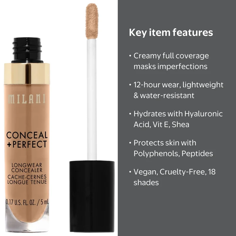 Milani, Conceal + Perfect Longwear Liquid Concealer, Pure Beige