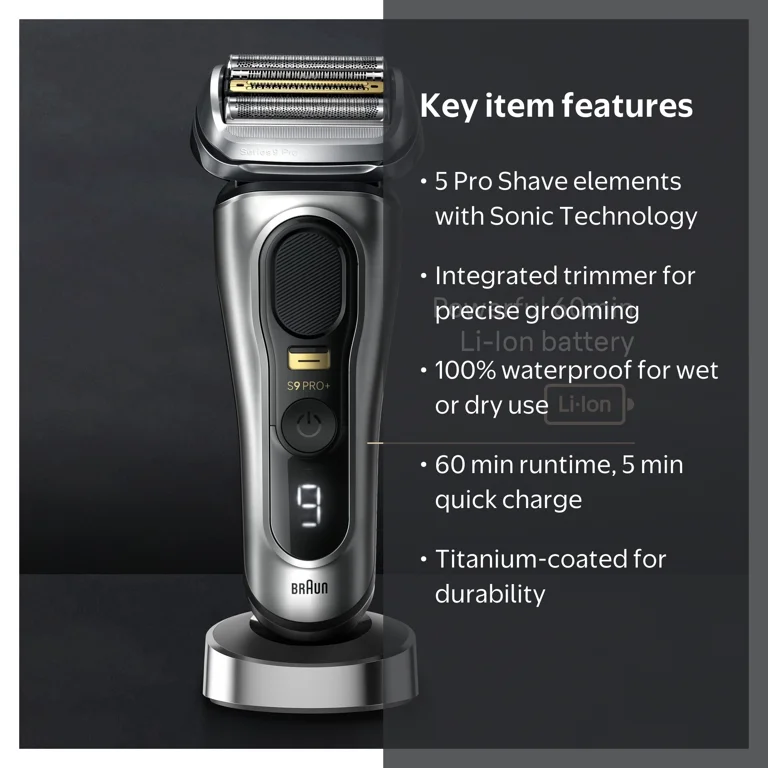 Braun Series 9 PRO+ 9517s Wet & Dry Electric Shaver Galvano Silver