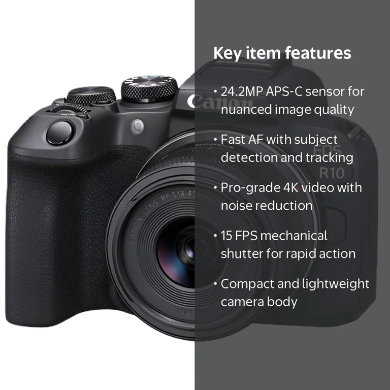 Canon, EOS R10 Mirrorless Camera with RF-S 18-45mm Lens Kit, Black